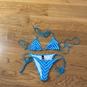 TRIANGL Blue and White Bikini Set